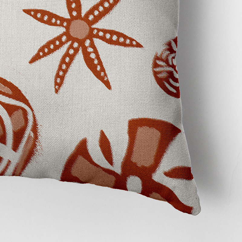 Geometric Outdoor Reversible Throw Pillow, Orange