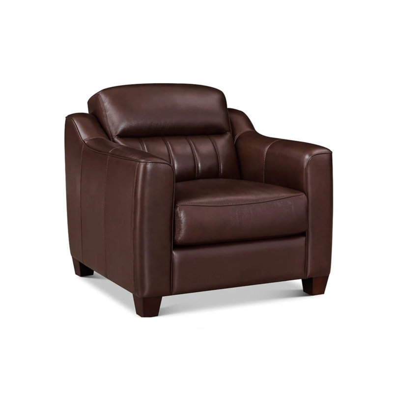  Chaise en cuir fleur Uptown, brun muscade avec plumes, mousse mémoire et ressorts