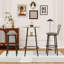 Ensemble de tabourets de bar 3 pièces avec table ronde, tabouret à sièges rembourrés et tablette de rangement-1207537607-1207537606