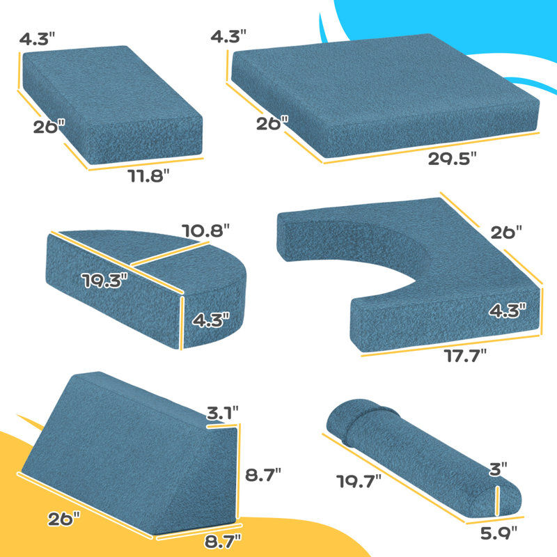 Ensemble 12 pièces de blocs de jeu en mousse pour tout-petits avec housses amovibles pour un jeu intérieur créatif