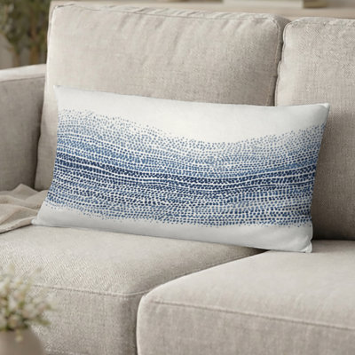 Blue And Beige Oceanic Seaweed Decorative Accent Pillow - Coastal Printed Throw Pillow