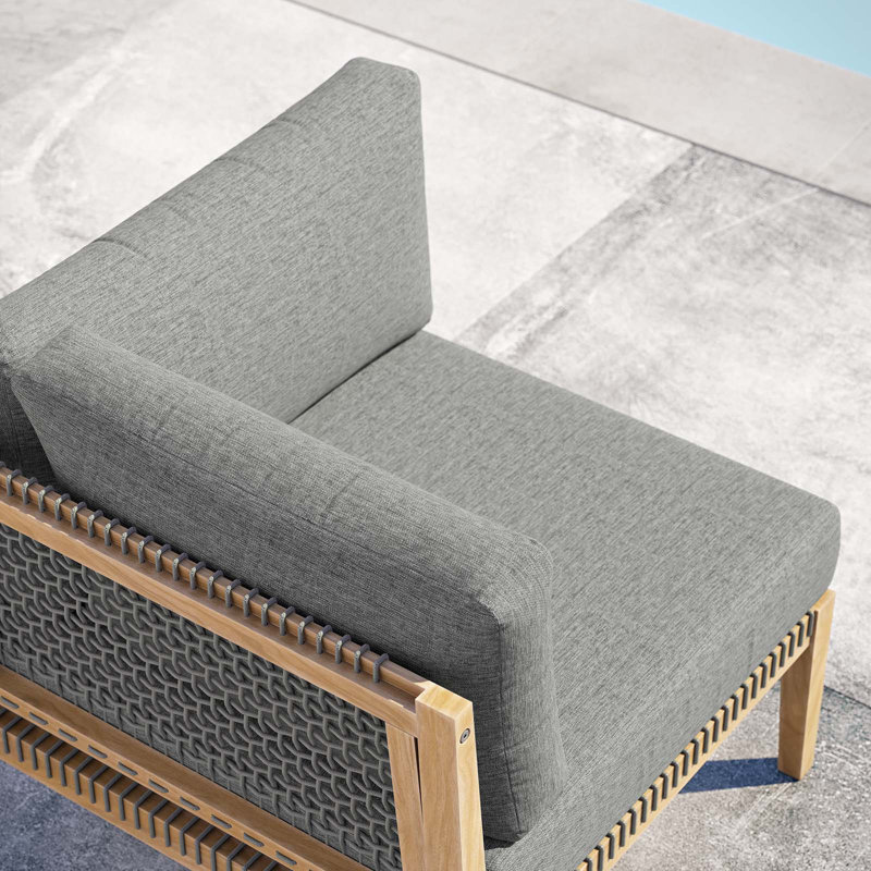Chaise de coin d'extérieur en bois de teck Clearwater par Modway, Graphite
