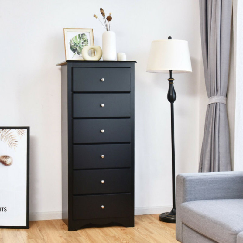 Commode 6 tiroirs avec commode 6 tiroirs, Noir