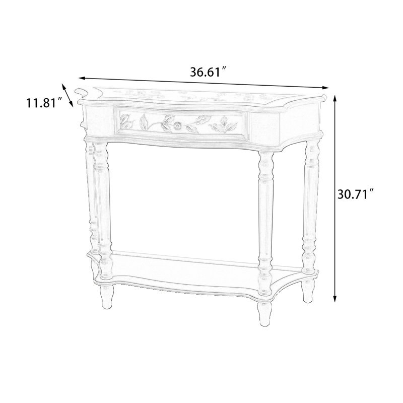 36.61" Blue Rectangular Solid Wood Console Table