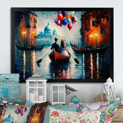 Soirée romantique sur un petit bateau III - Peinture sur toile
