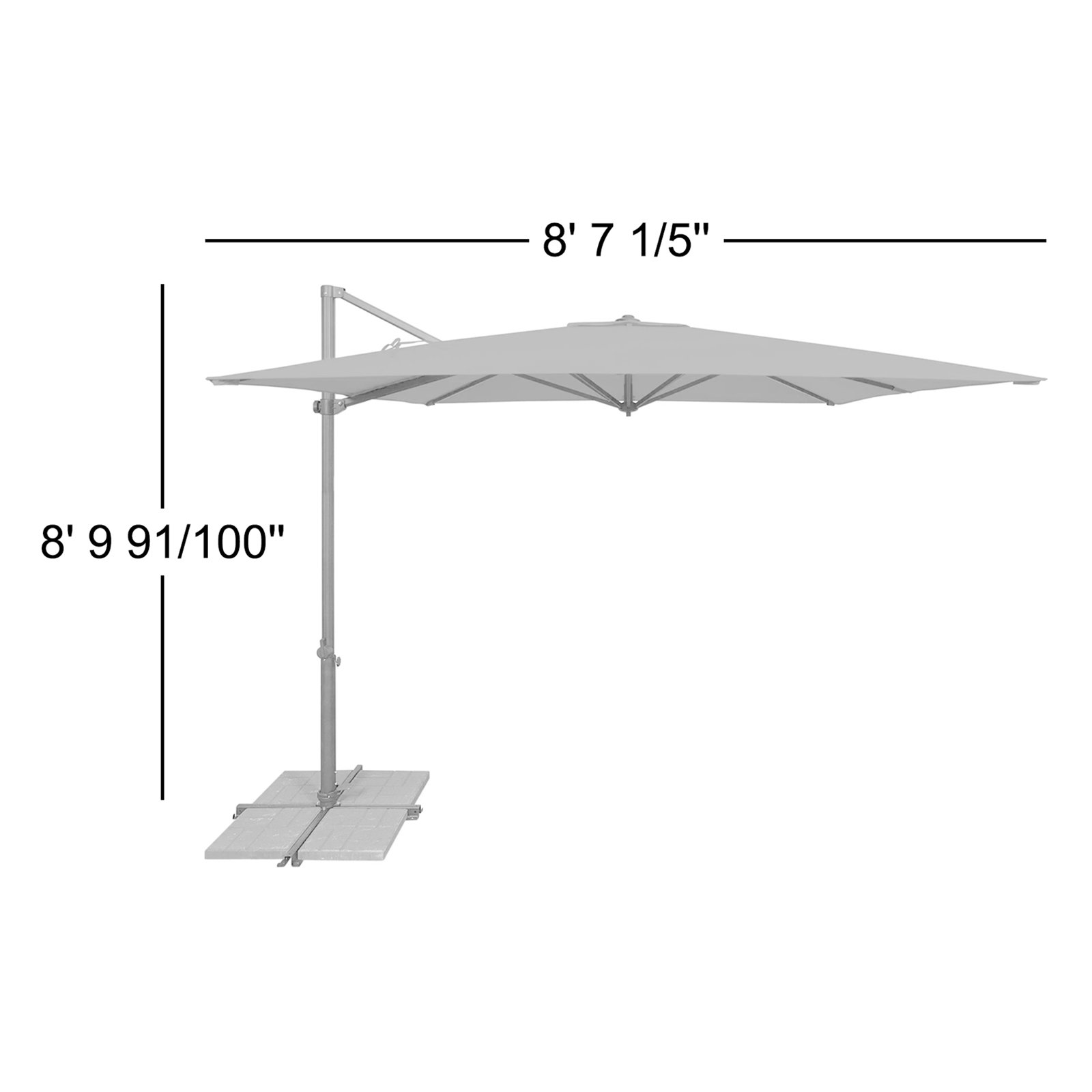 Cora 103.2" Square Cantilever Umbrella, Really Red, Bronze
