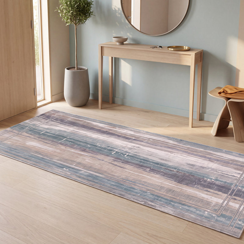 Tapis Heather moderne à poils courts, effet vieilli, aquarelle abstraite, turquoise, beige, gris, brun, blanc, lavable à la machine, antidérapant, pour l'intérieur et l'extérieur, adapté aux animaux domestiques, idéal pour le salon, la chambre, la salle à manger, l'entrée, le couloir, le bureau