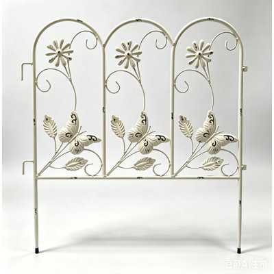 19.3" H x 19.8" W Outdoor Decorative Metal Fence Panels in Vintage Beige  for Garden Flower Beds, Keep Dog and Pet, No Upkeep (Set of 3)