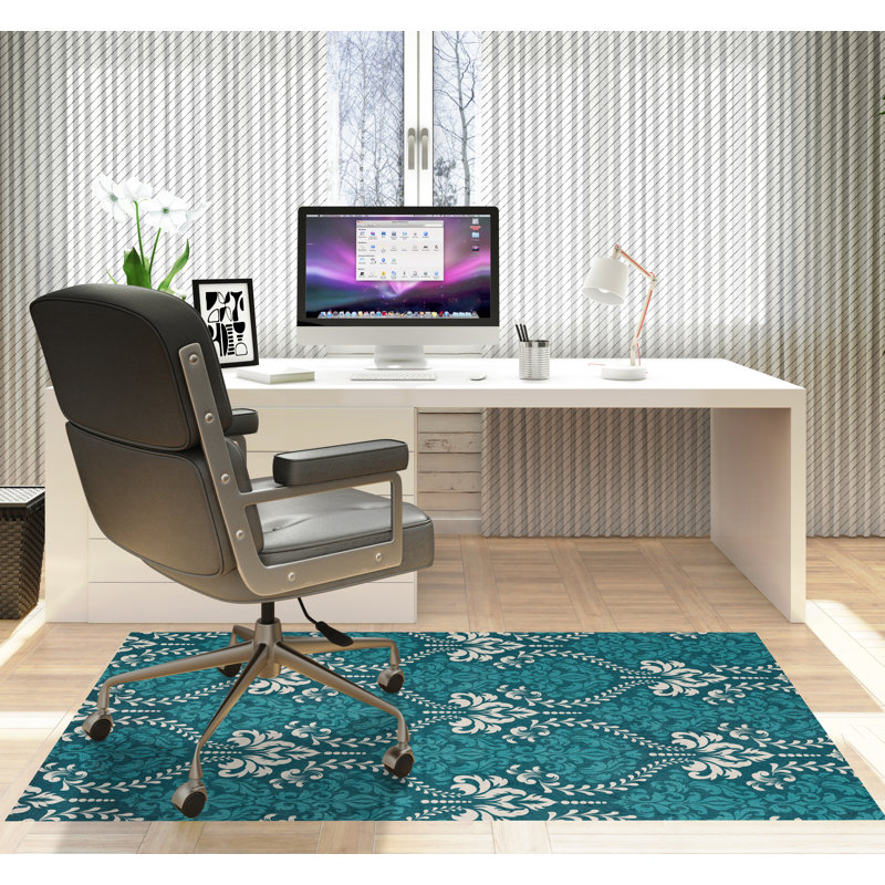 Tapis de chaise rectangulaire Novelle, L 48 po x L 72 po, Turquoise