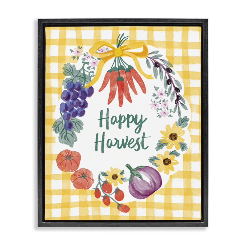  Happy Harvest Kitchen Canvas Wall Art by Be Ni La, Cadre flottant noir de jais, H 21 po x l 17 po