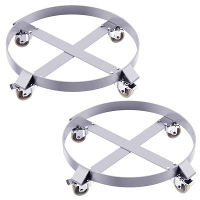 2-Piece 55 Gallon Steel Drum Dolly, Heavy-Duty 1,000 LBS Capacity, 4 Universal Casters with 2 Brakes, Galvanized Frame