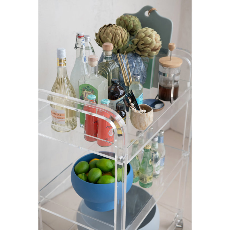 Acrylic 3-Tier Bar Cart on Casters