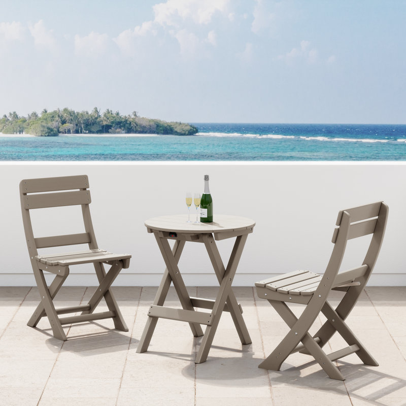 Laguna 3-Piece Folding Dining Set, Warm White