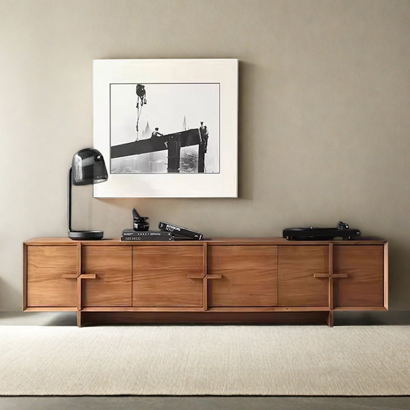 Meuble télé en bois massif de style Wabi-sabi, H 17,71 po x L 70,86 po x l 15,74 po