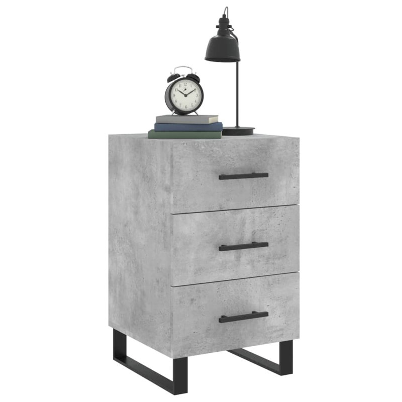 Mazari 40cm W Iron Bedside Table, Concrete Grey