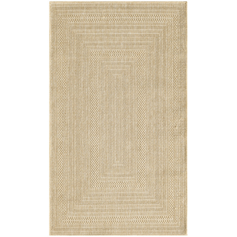 Tapis intérieur / extérieur géométrique Cascio, Taupe ivoire, Rectangulaire 3 pi x 5 pi