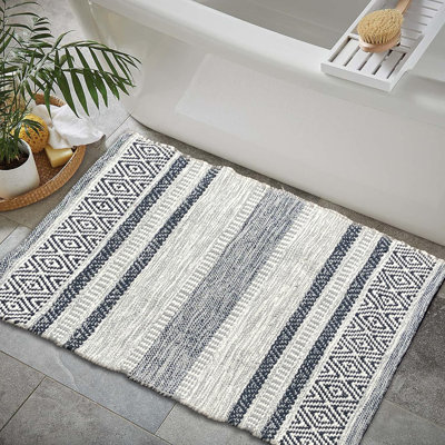 Tapis pour salle de bain en coton tissé à la main et à plat Stewartville