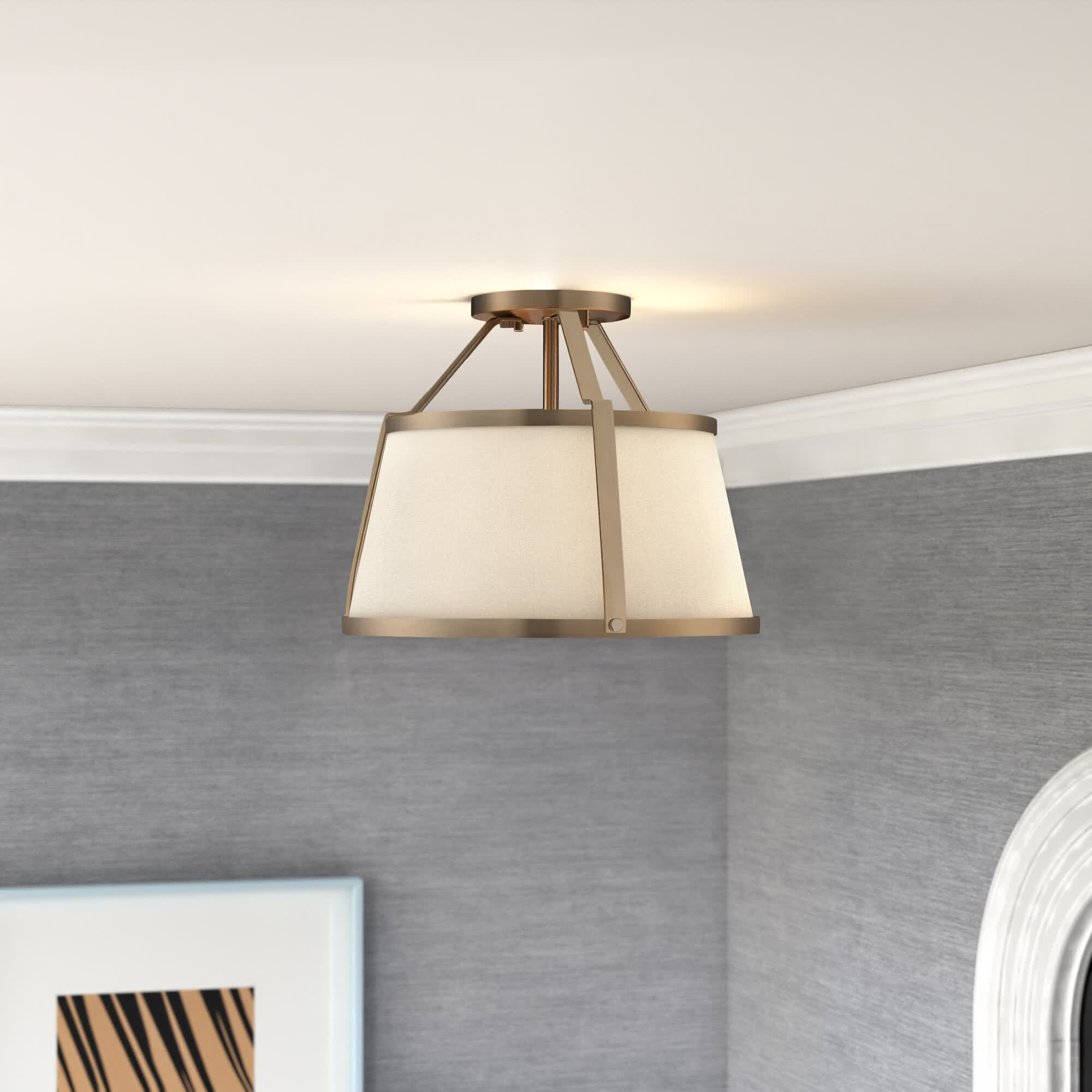 Vonnie 3 Light Semi Flush Mount, Burnished Brass