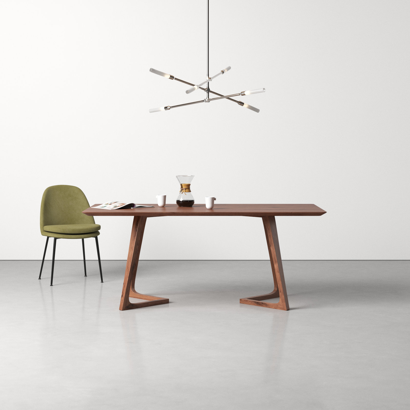 Fischer 71'' Ash Solid Wood Dining Table, Brown