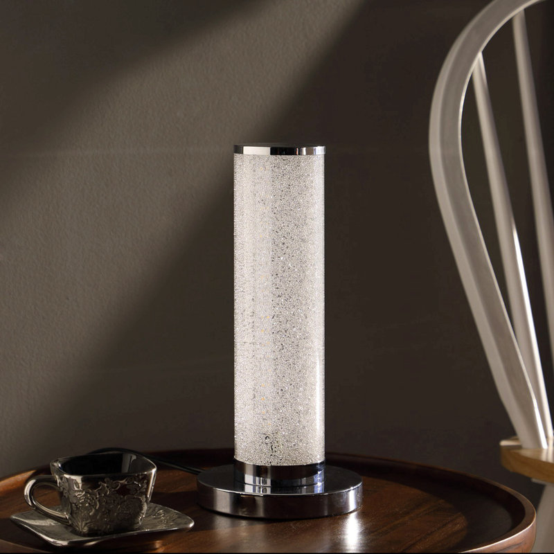 Lampe de table colonne en cristal de sable blanc 13 pouces