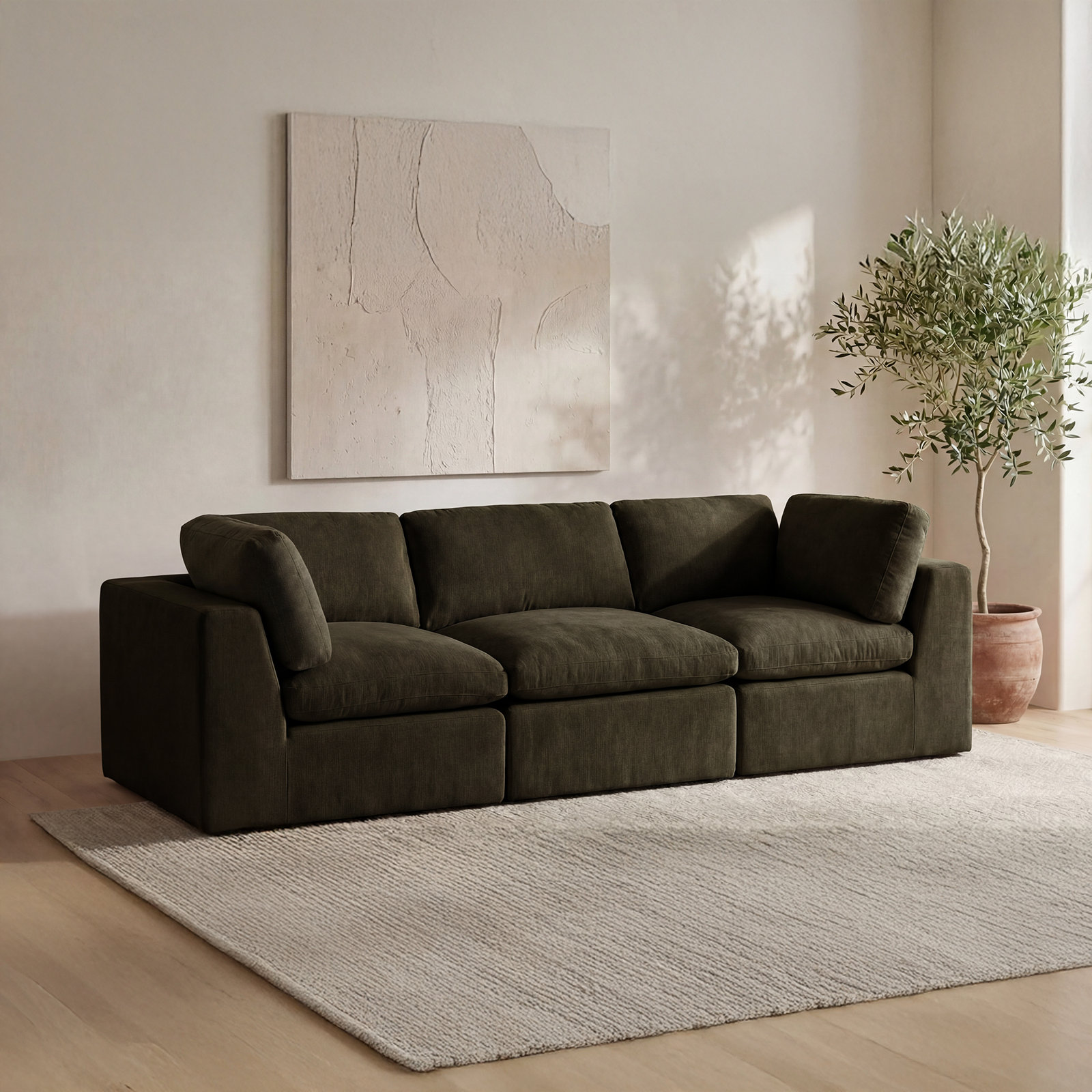 Calder 109" Modular Sofa, Green