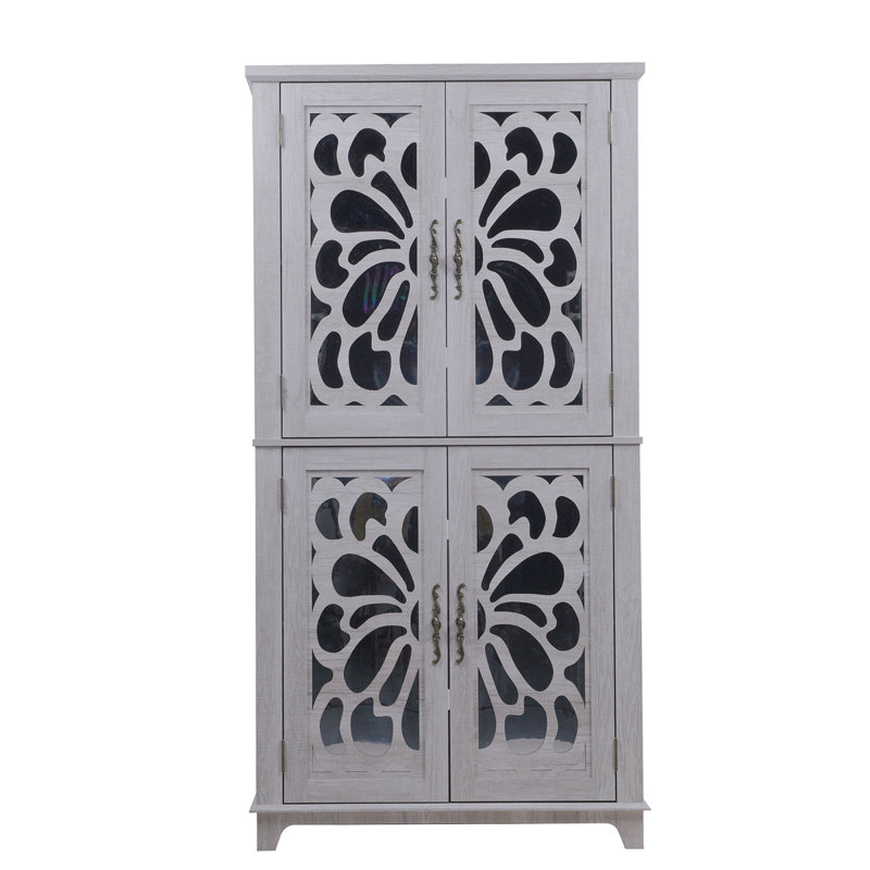 Armoire de rangement 67,4 po H 4 Doors Mirror