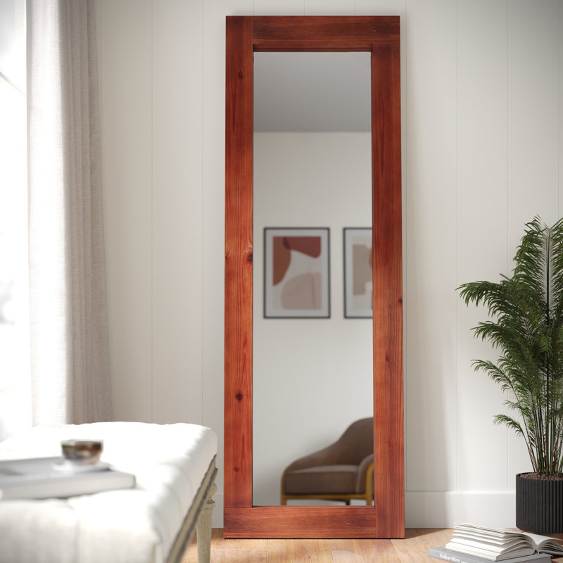 Dark Brown Full Length Rectangular Wood Framed Mirror