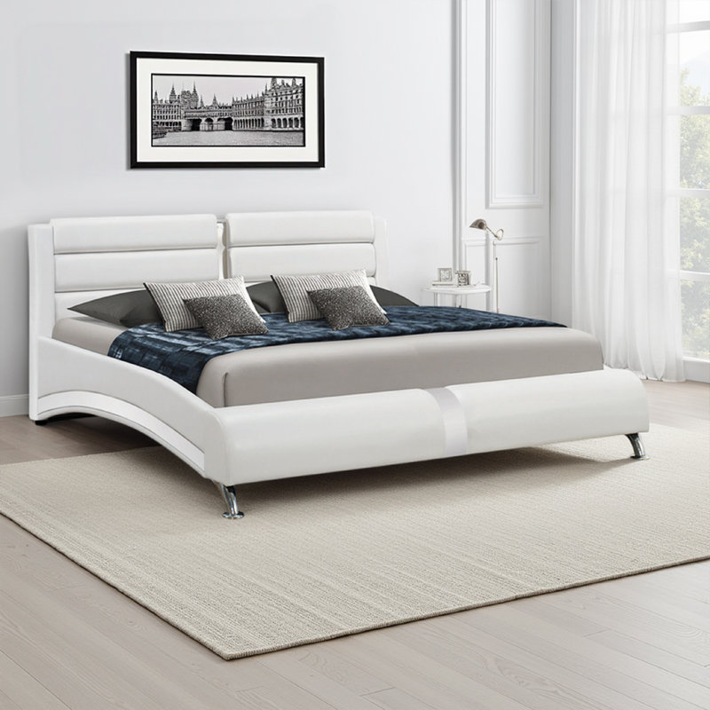 Muraad Vegan Leather Bed, White, Queen