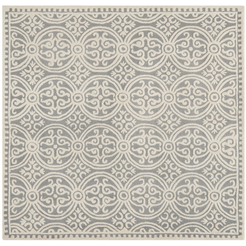 Sadik Hand Tufted Wool Geometric Rug, Square 9'