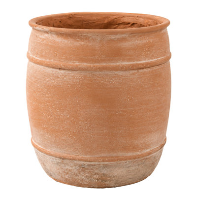 13"H x 12" Dia Aged Terracotta Planter Pot with Drainage Hole, Rustic Vintage Flower Pot for Indoor Outdoor Plants, Distressed Decorative Clay-Style Planter for Patio, Porch, Garden, Farmhouse Décor