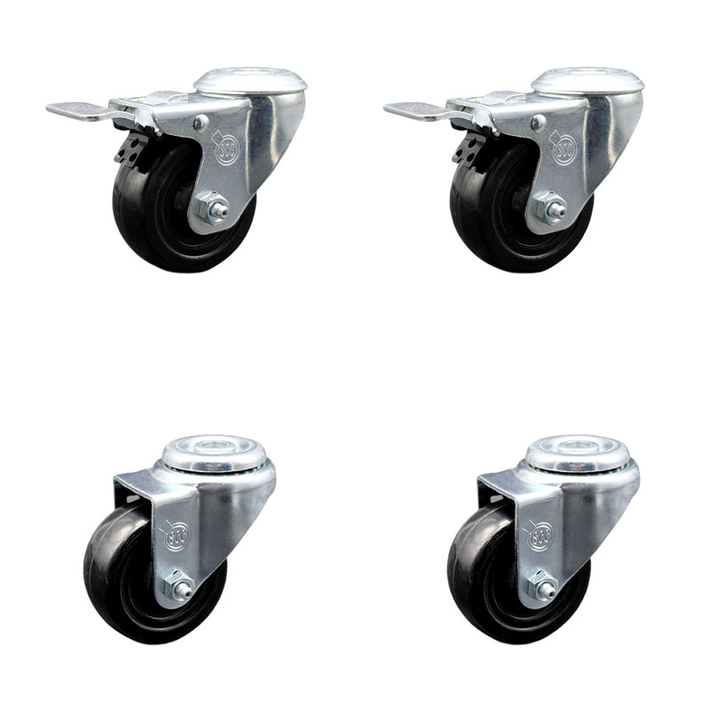 4-Piece Hard Rubber Caster Set