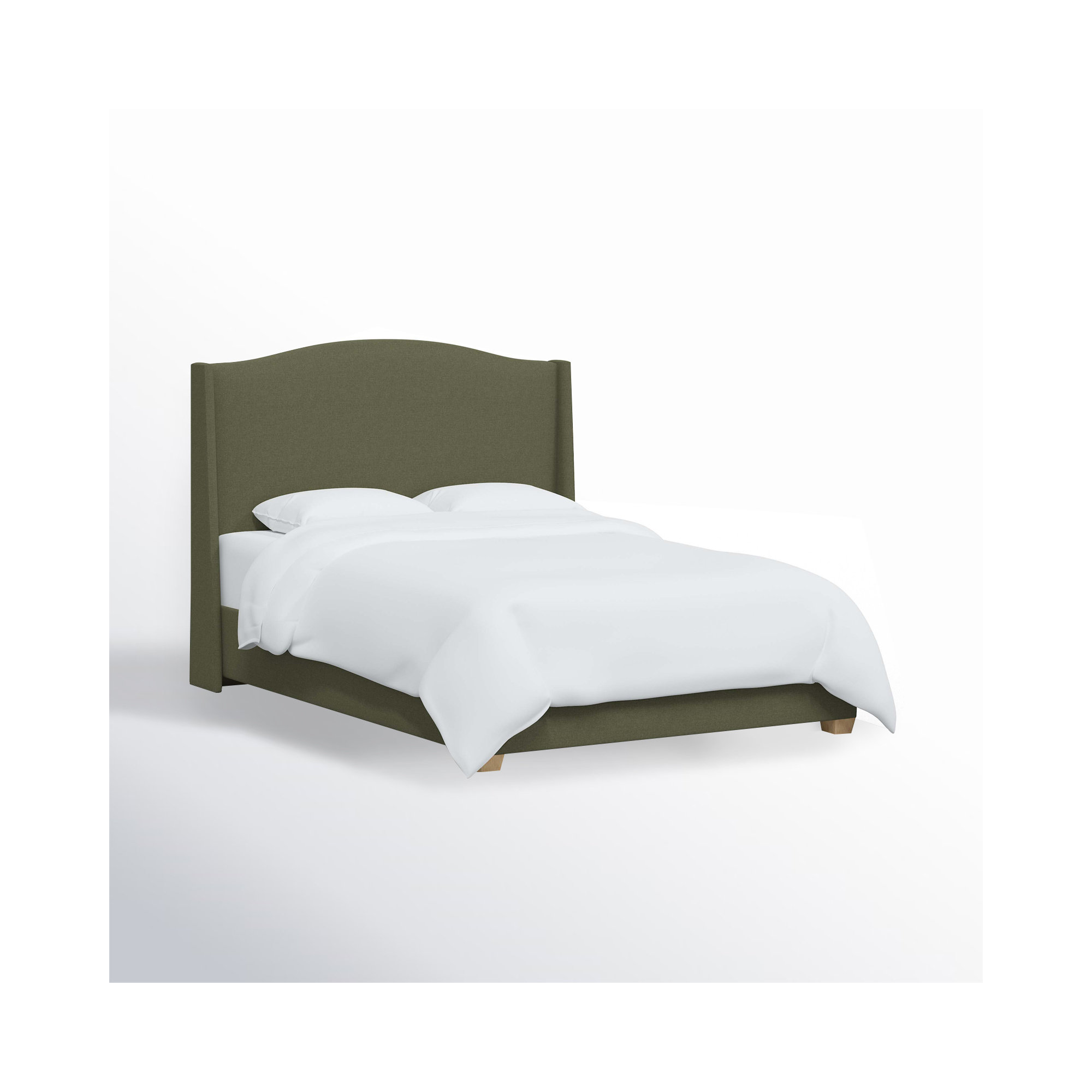 Allis Upholstered Wingback Bed, Twin, Zuma Laurel Textured Linen