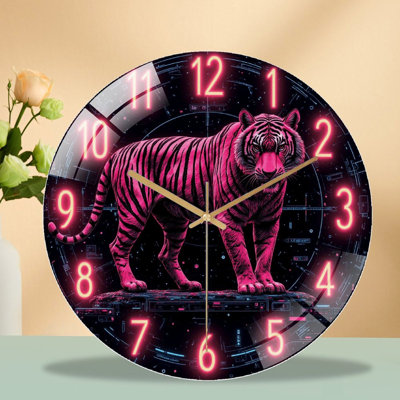 Horloge murale néon rose