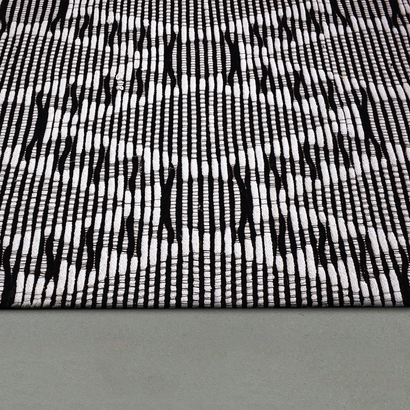 Tapis géométrique tissé à plat à la main ivoire / gris anthracite, Rectangle 5 pi x 8 pi