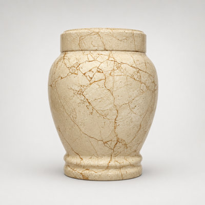 Handcrafted Crema Marble Cremation Urn for Child or Pet Ashes, Size 2.0, 5.6 x 5.6 x 7 Inches