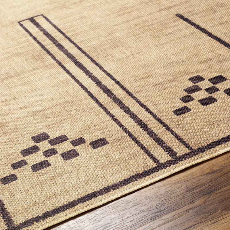 Norman  Moroccan Machine Washable Tan Area Rug, Rectangle 4' x 6'