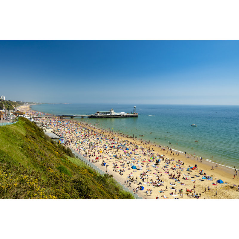 Sunbathers Pack Bournemouth Beach by Allou - Wrapped Canvas Print, 30cm H x 46cm W x 3.8cm D