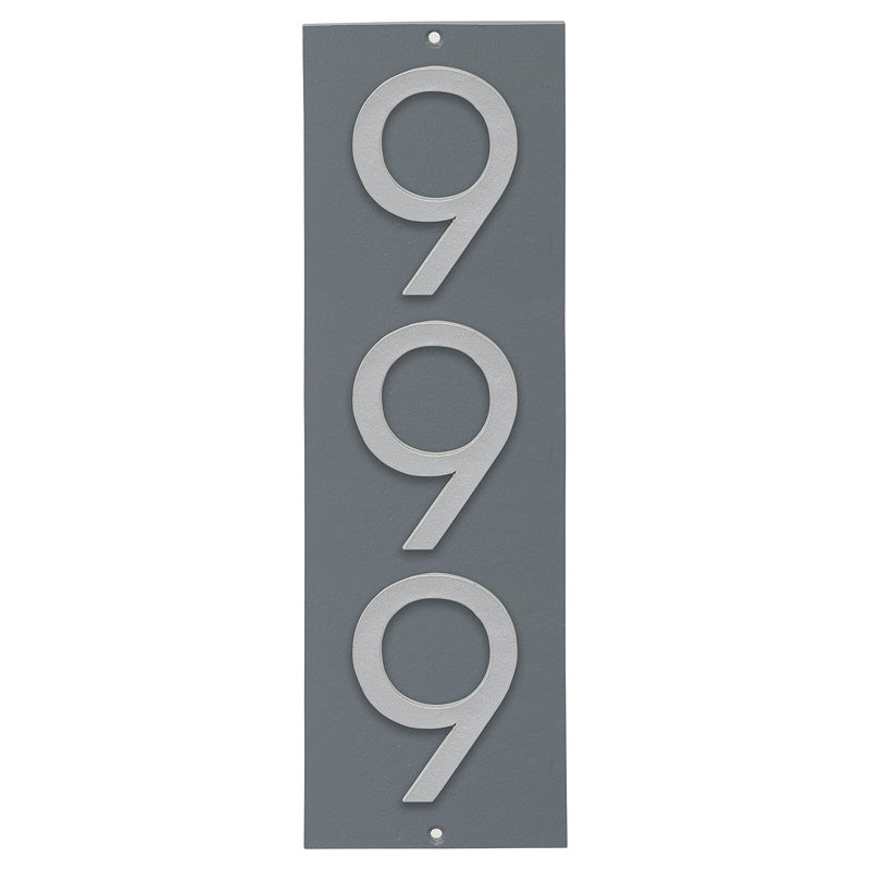 Plaque d’adresse murale flottante linéaire, Gris, Argent, Oui