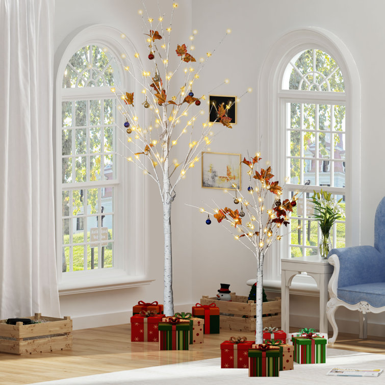 The Holiday Aisle® Birch 48' Traditional Christmas Tree with LED Lights and Remote  Control, Christmas Tree