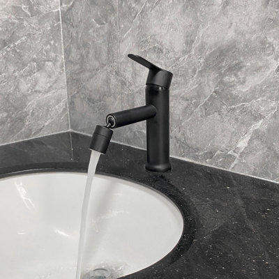Robinet de lavabo de salle de bain à poignée simple en acier inoxydable avec douchette extractible