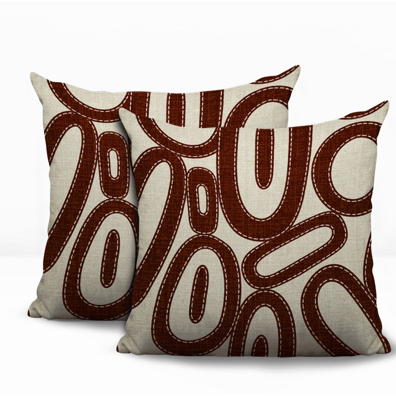 Oreiller réversible intérieur / extérieur Dina Tribal, 16 x 16, Brun