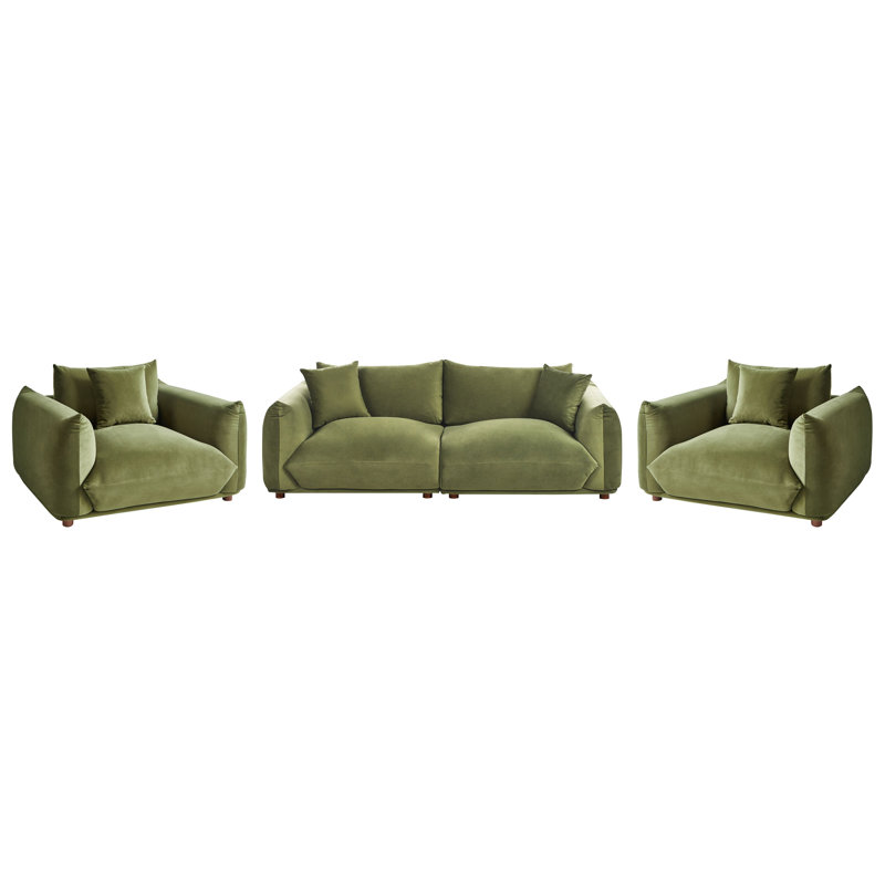Living Room Set Alexias, Green Velvet