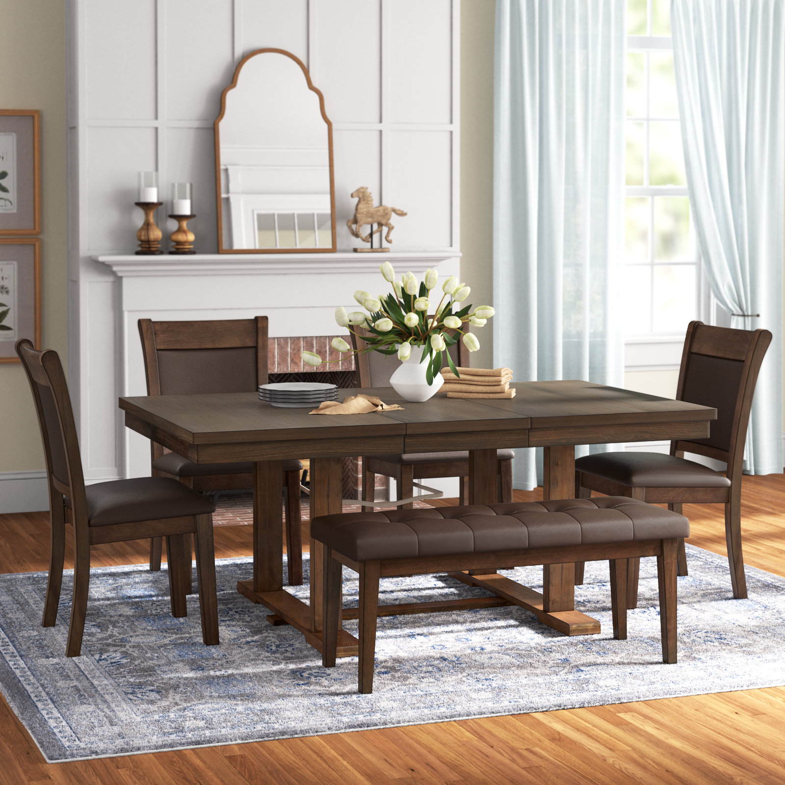 Three Posts™ Lower Shockerwick 6 - Piece Extendable Trestle Dining 