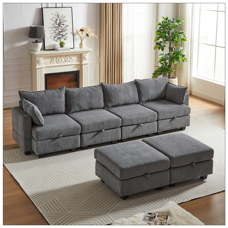 Canapé modulaire 113,5 po Sectiona, Gris foncé