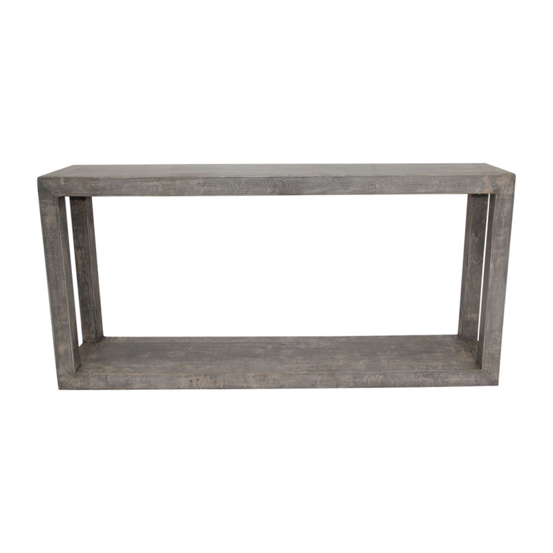 Lily's Living Versatile Large Peking Grand Framed Console Table, Weathered White Wash Finish, 67 Inch Long, Gray Wash