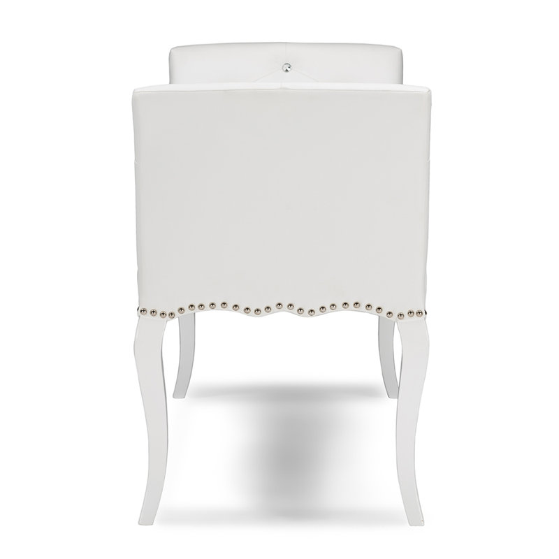 Banc en polyuréthane blanc avec rembourrage en mousse d'une hauteur de 29,06 pouces pour le décor du salon
