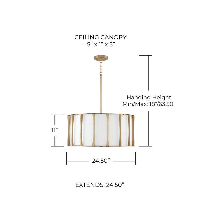 4 - Light Shaded Pendant, Matte Brass