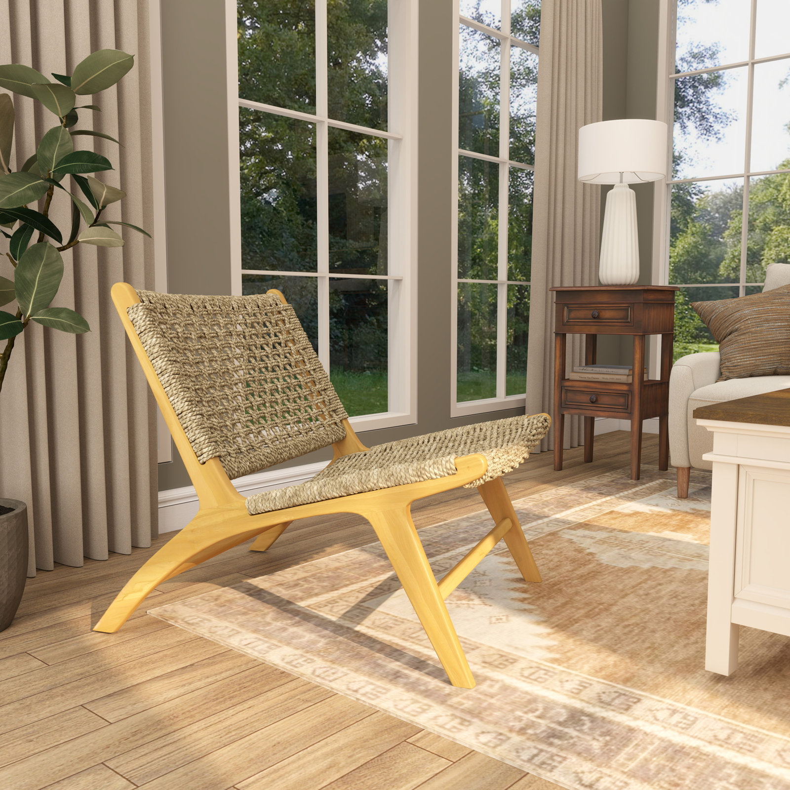 Shireen Teak Lounge Chair, Brown