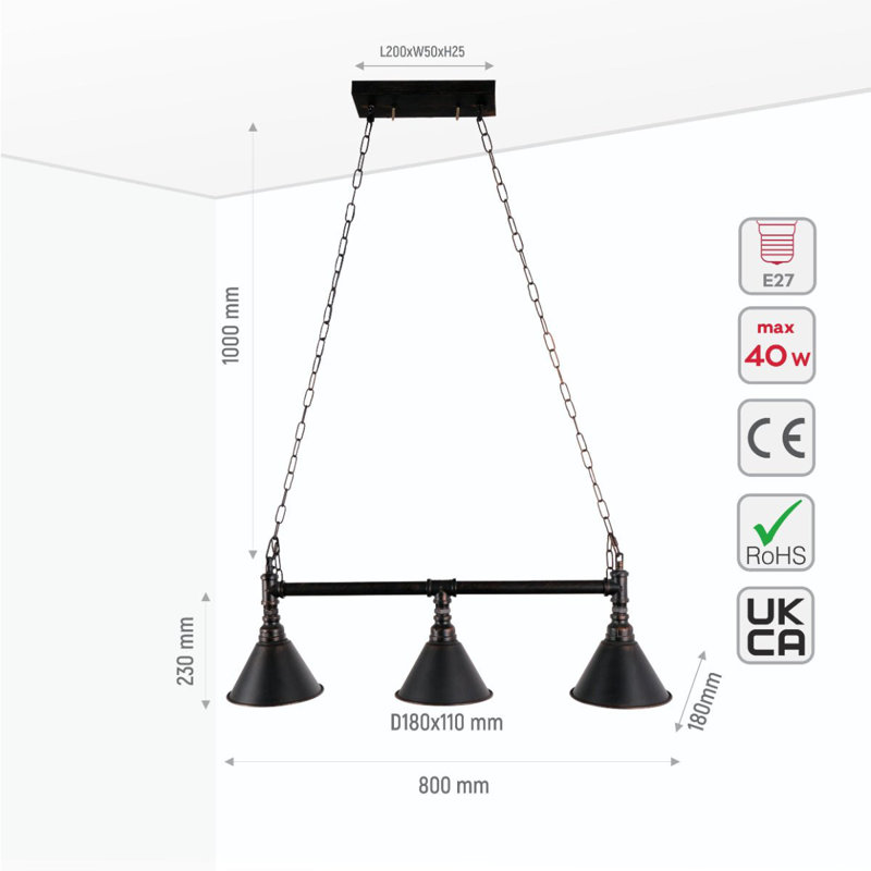 Agampreet 3 - Light Kitchen Island Chandelier