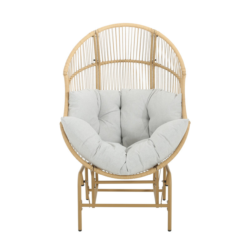 Fauteuil oscillant d'extérieur en osier Palos, Marron clair, Gris